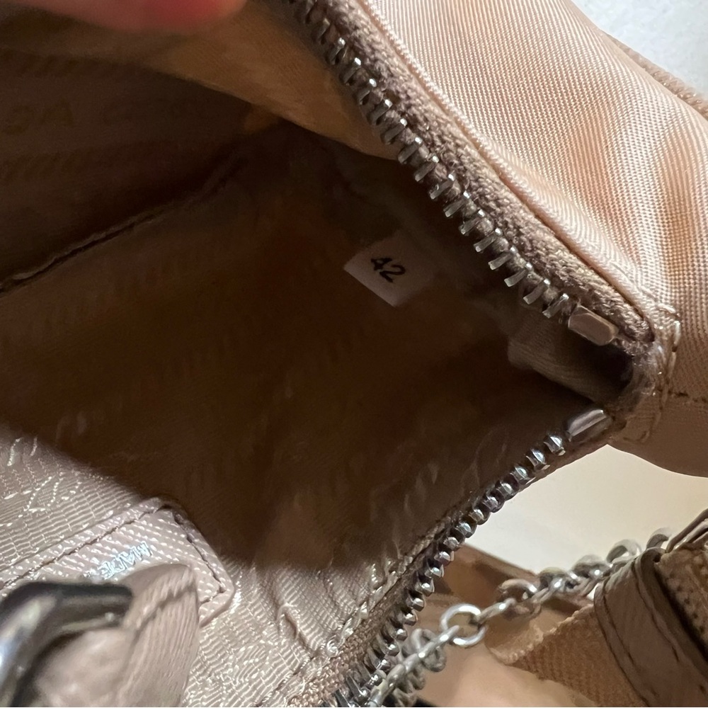 Prada Beige Tan Re-edition 2005 Nylon Mini Bag with Crossbody - Picture 7 of 9